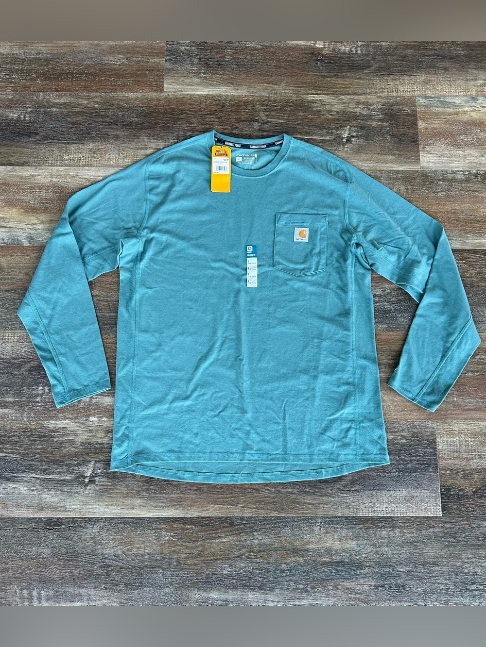 Carhartt Force Long Sleeve Pocket T-Shirt Relaxed Fit Color Teal Size Large
